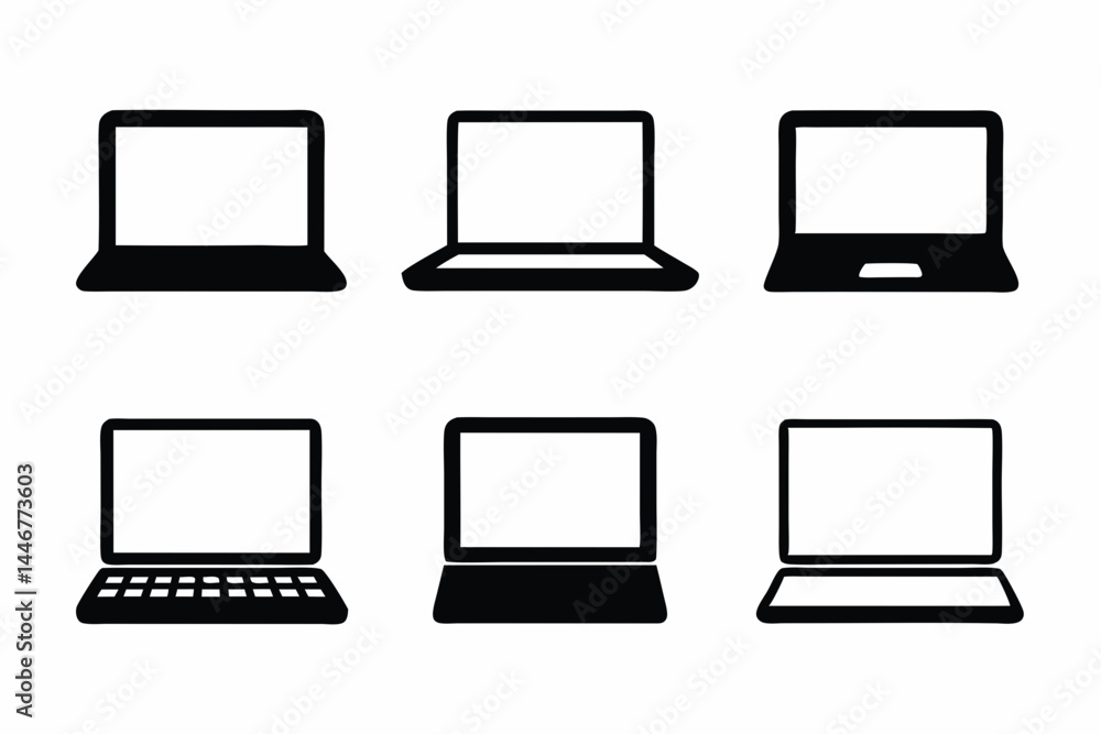 set of Laptop icon silhouette vector illustration set of Laptop icon silhouette vector illustration
