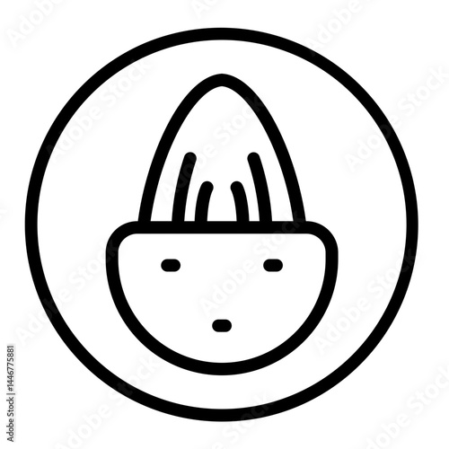 Shelled Almond Vector Line Icon Design