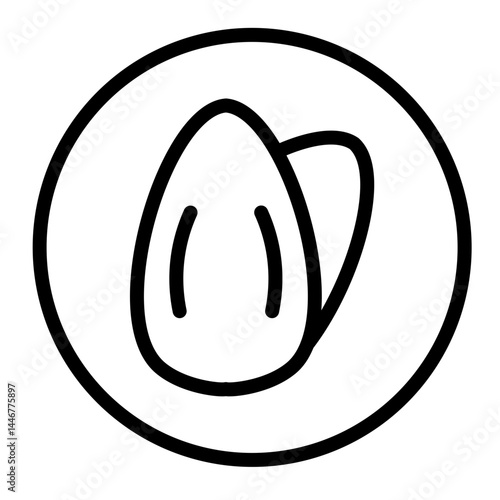 Whole Almond Vector Line Icon Design