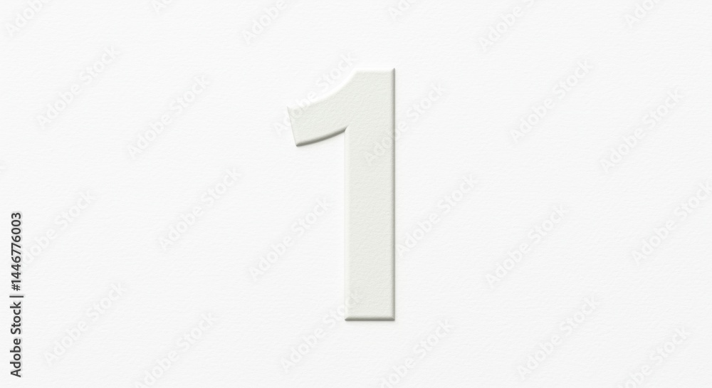 Isolated White Number One on a White Background Isolated White Number One on a White Background