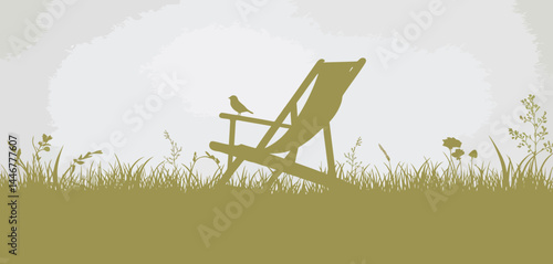 Serene Summer Scene Deck Chair in Grassy Meadow