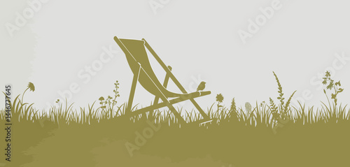 Serene Summer Day Deck Chair in Grassy Meadow