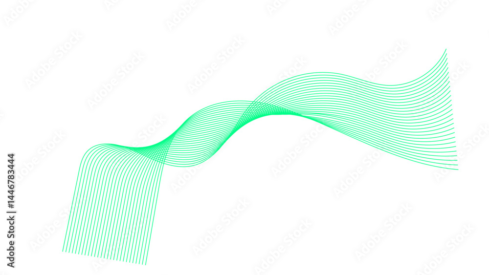 Fototapeta premium Wave lines smooth flowing dynamic black gradient isolated on transparent background for concept of technology, digital, communication, science, music