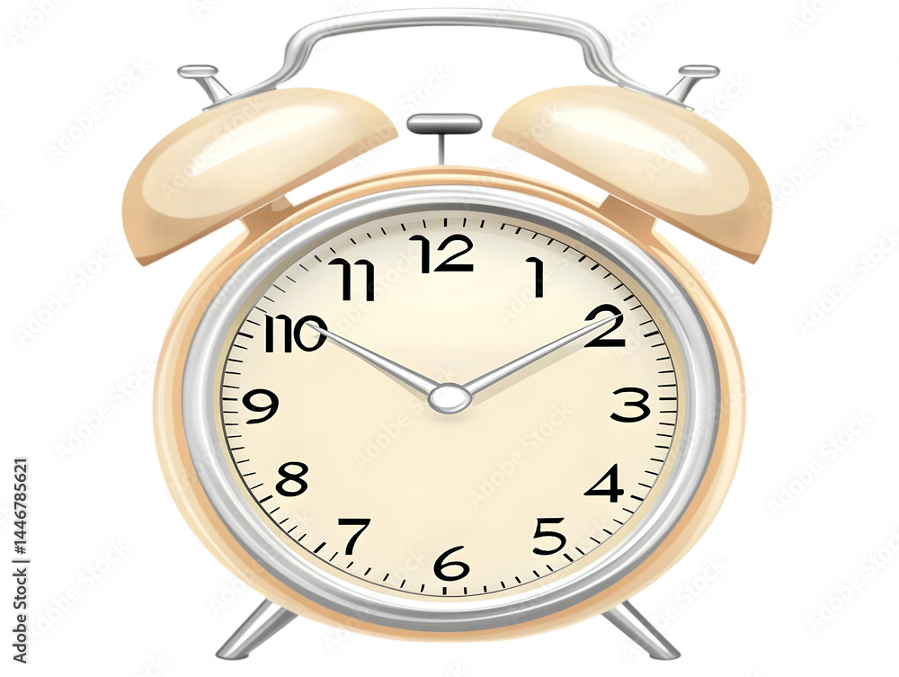 Beige Alarm Clock Illustration Isolated Background Beige Alarm Clock Illustration Isolated Background