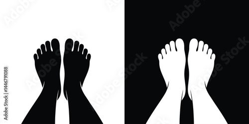 Feet Silhouette Illustration in Black and White