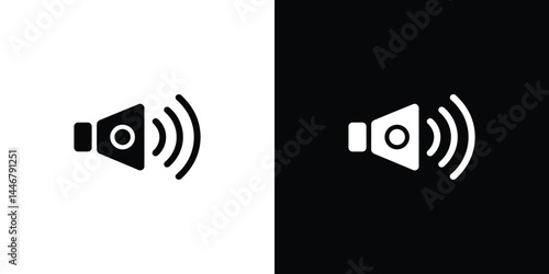 Speaker Icon with Sound Waves in Inverse Colors
