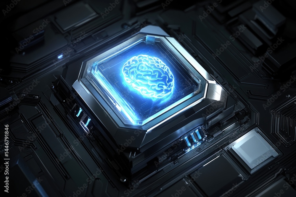 Obraz premium Advanced CPU with glowing brain