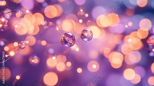 Delicate, shimmering beads amidst vibrant bokeh lights.