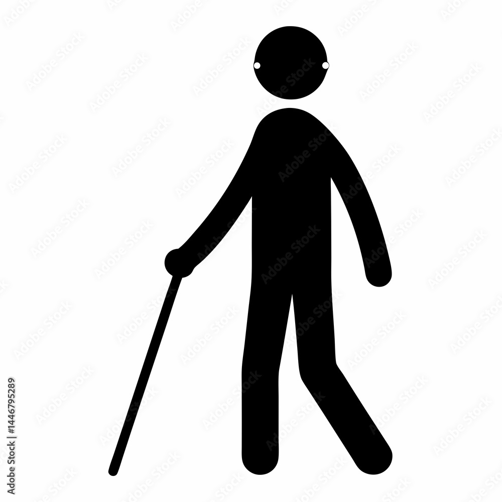 Blind Man Walking silhouette vector illustration Blind Man Walking silhouette vector illustration