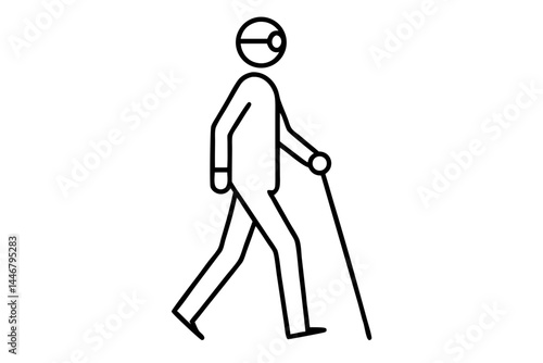 Blind Man Walking silhouette vector illustration