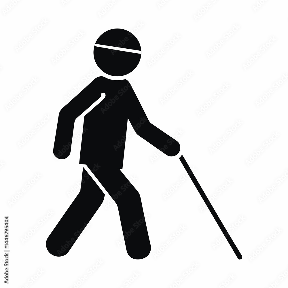 Blind Man Walking icon silhouette vector illustration Blind Man Walking icon silhouette vector illustration