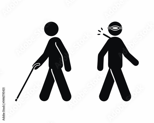 Blind Man Walking icon silhouette vector illustration