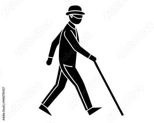 Blind Man Walking silhouette vector illustration