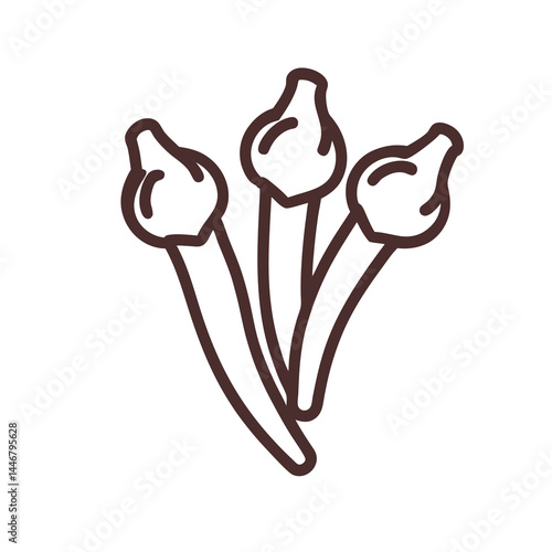 Clove Spice Outline Icon, Vector Illustration