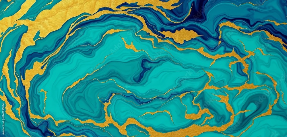 Swirling teal and sapphire alcohol ink backdrop with delicate gold leaf details, background, background texture Swirling teal and sapphire alcohol ink backdrop with delicate gold leaf details, background, background texture