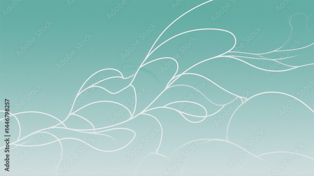 Delicate Abstract Design in Soft Teal and White Delicate Abstract Design in Soft Teal and White