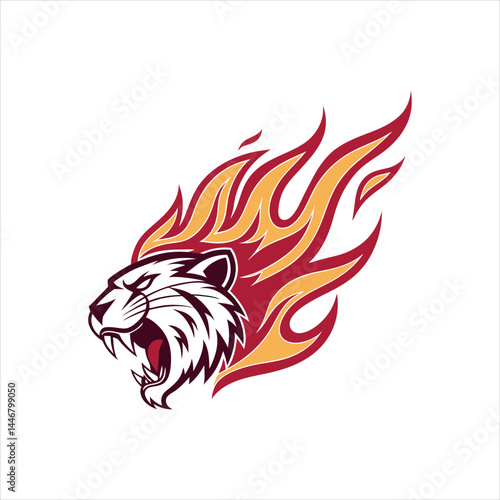 Fierce Flaming Tiger Head Logo Design