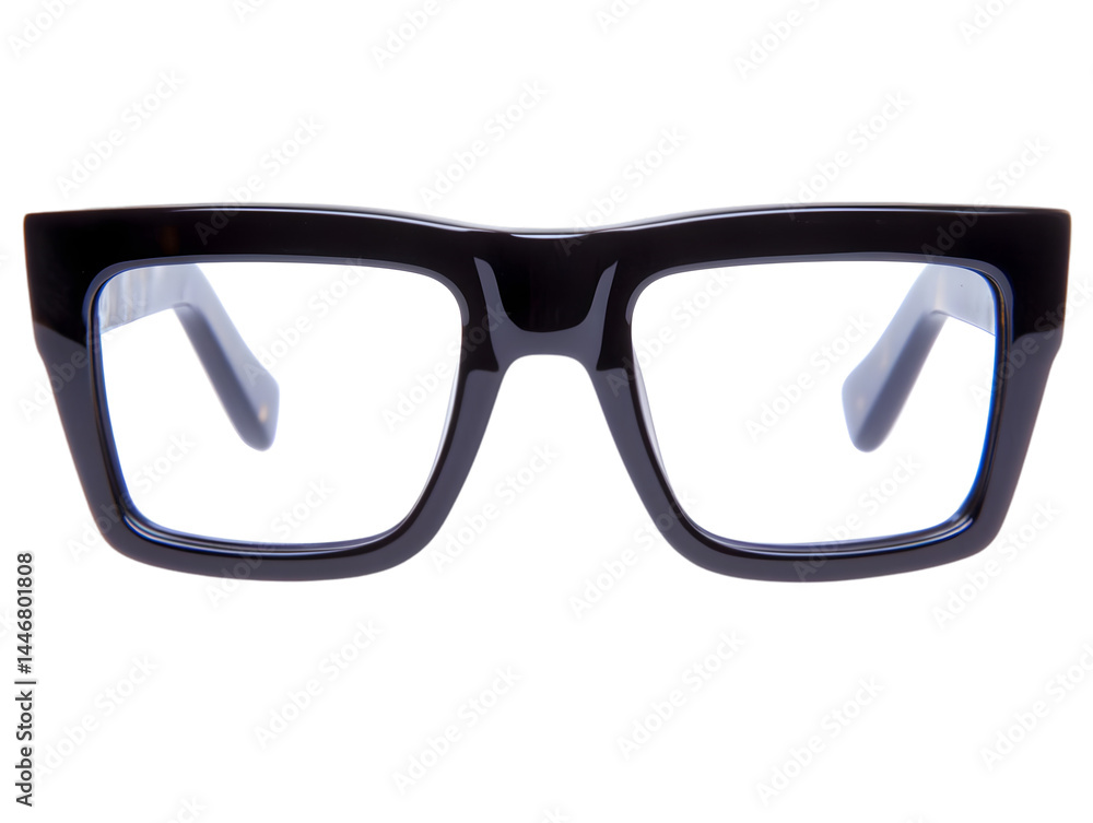 Fototapeta premium Black Rectangular Eyeglasses Isolated Transparent Background