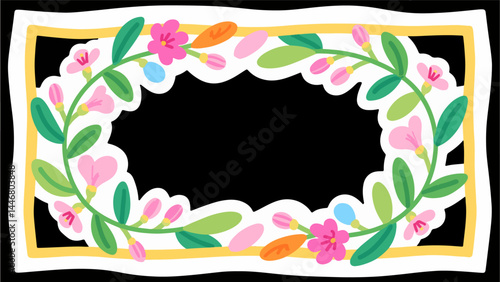 the fruit of Rangoon creeper pattern, flower vector pattern surrounds the border.