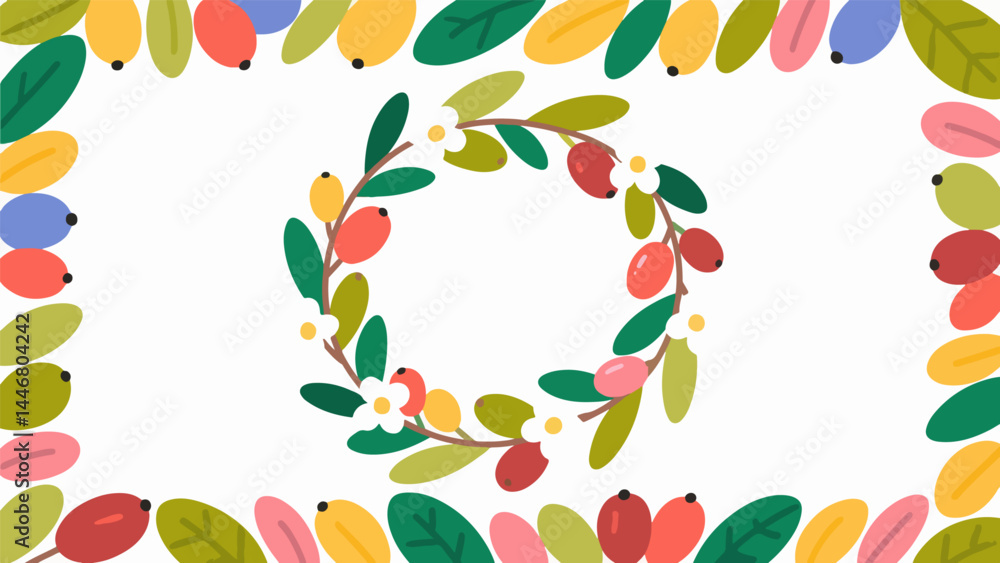 miracle fruit pattern, flower vector pattern surrounds the border. miracle fruit pattern, flower vector pattern surrounds the border.