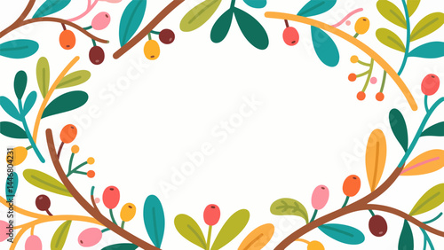miracle fruit pattern, flower vector pattern surrounds the border.