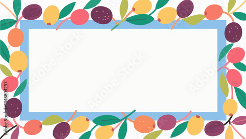 miracle fruit pattern, flower vector pattern surrounds the border.