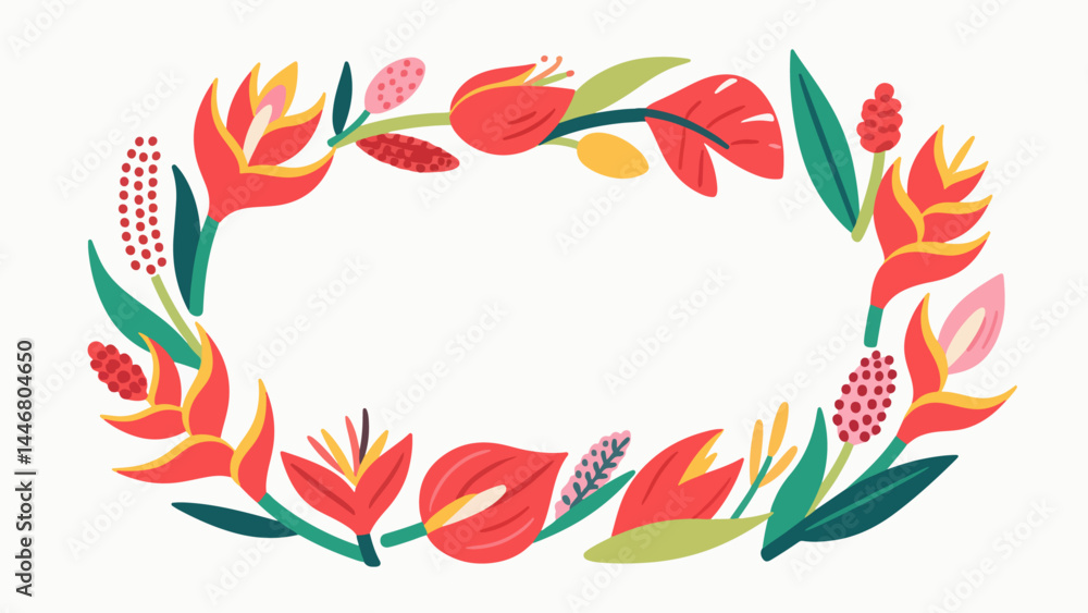 Anthurium pattern, flower vector pattern surrounds the border. Anthurium pattern, flower vector pattern surrounds the border.