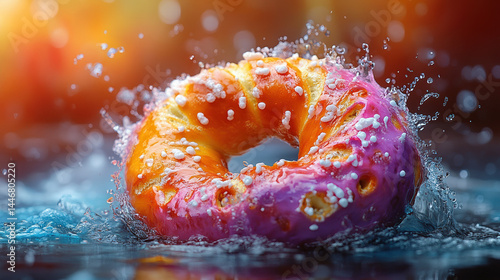 Colorful Doughnut in Splash