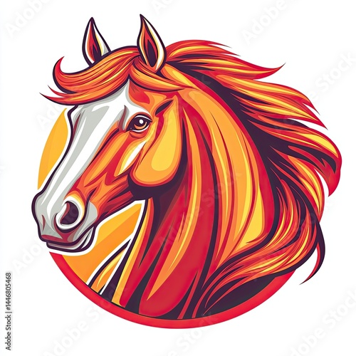 Wallpaper Mural Fiery Red Horse Head Illustration in Pixel Art Style Torontodigital.ca