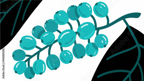 Jade grape flower pattern, flower vector pattern surrounds the border.