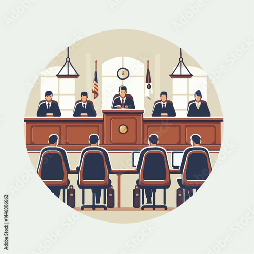 courtroom vector illustration