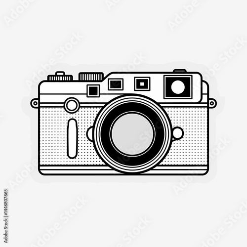 Vintage 35mm Film Camera Vector Illustration: Retro Photography Design Element