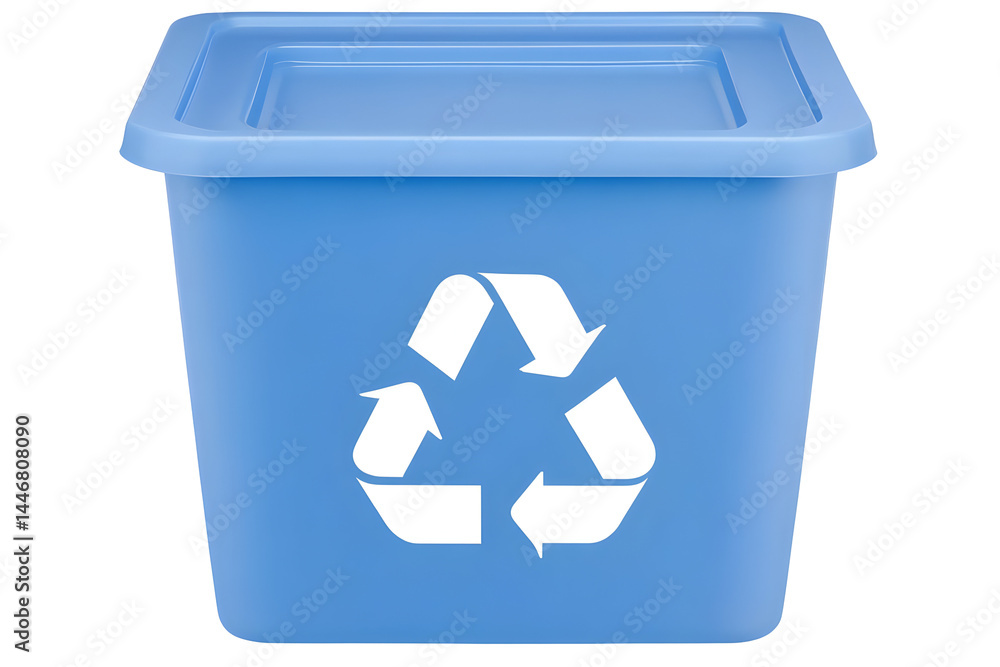 Blue Recycling Bin Isolated Illustration with Recycling Symbol Blue Recycling Bin Isolated Illustration with Recycling Symbol