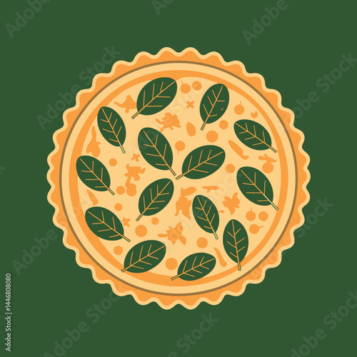 Autumn Harvest Tart: Rustic Fall Pie Vector Graphic Design Element for Menu, Thanksgiving, Bakery
