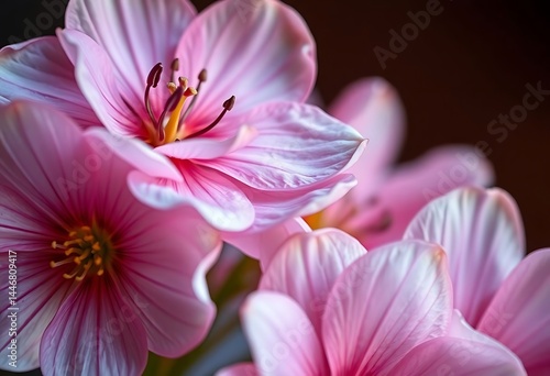 close up of pink flowers in a vase