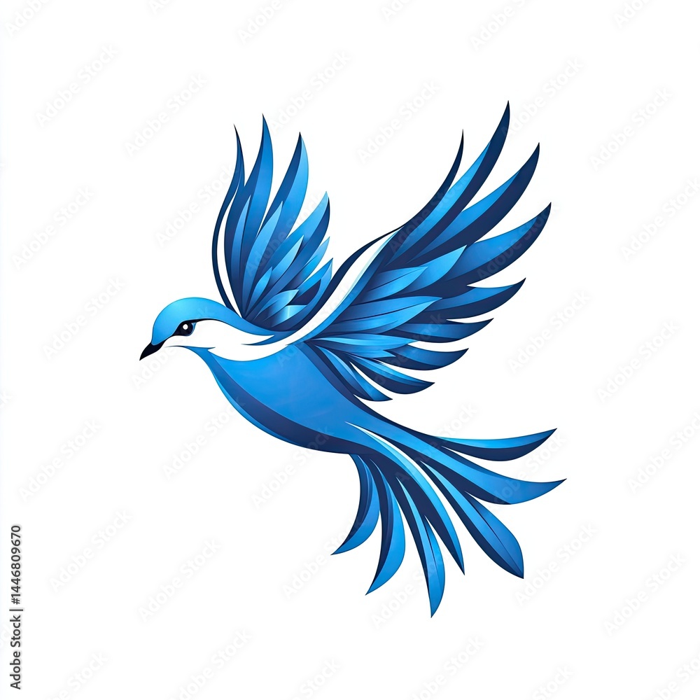 Obraz premium Blue Bird in Flight: Stylized Avian Illustration