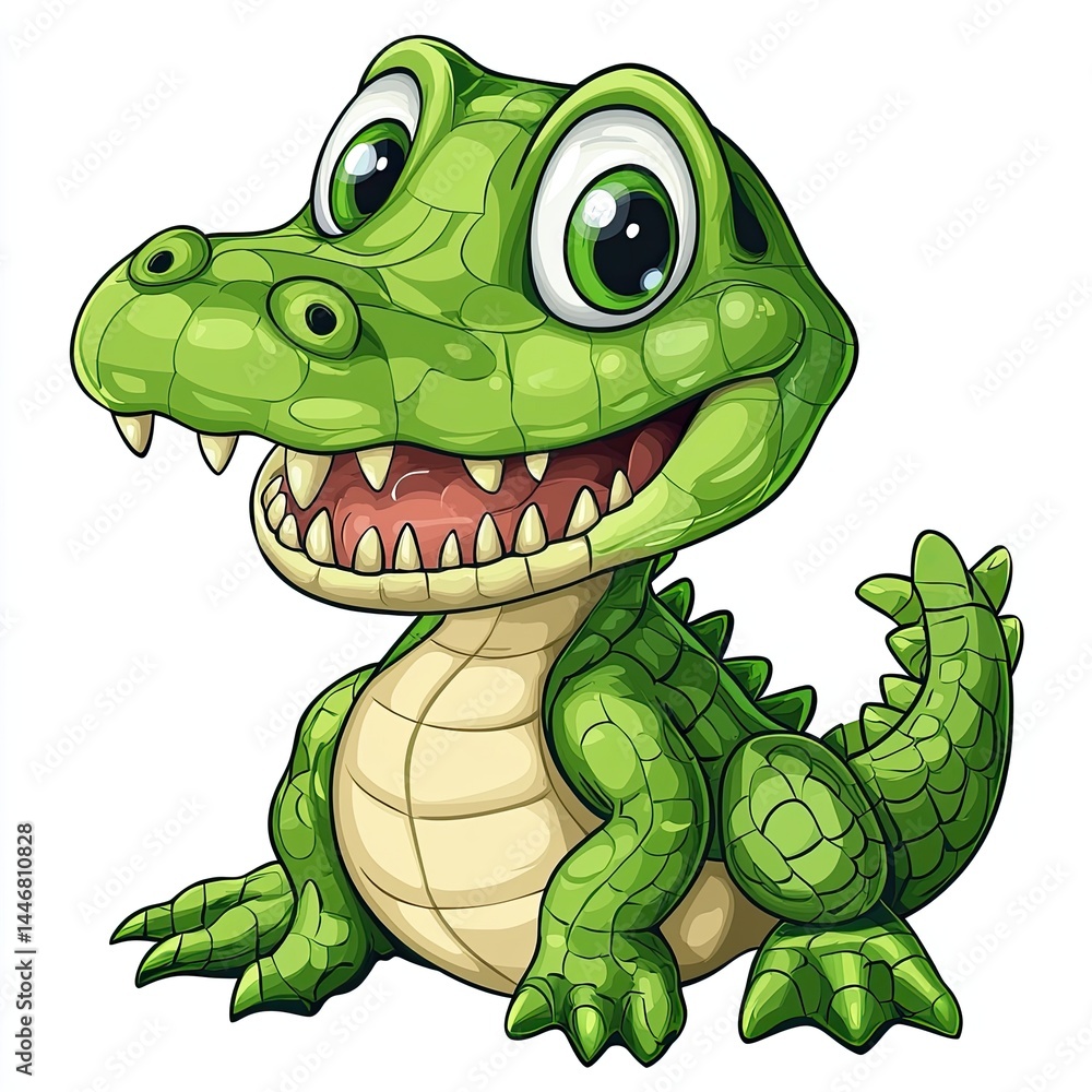 Fototapeta premium Cute Cartoon Baby Crocodile Illustration