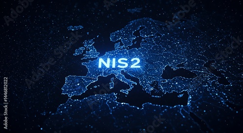 Digital Map of Europe Highlighting NIS2 Cybersecurity Directive and Technological Networks