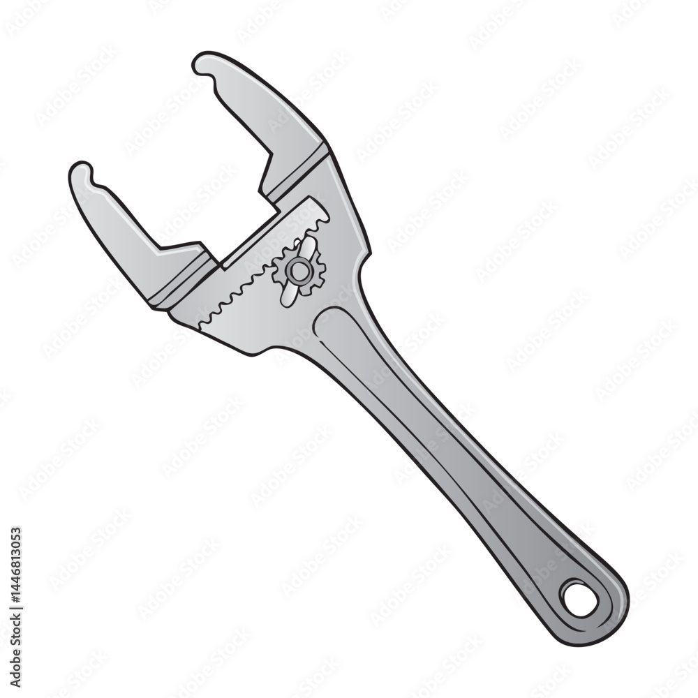 Obraz premium square jawed adjustable spanner outline vector illustration