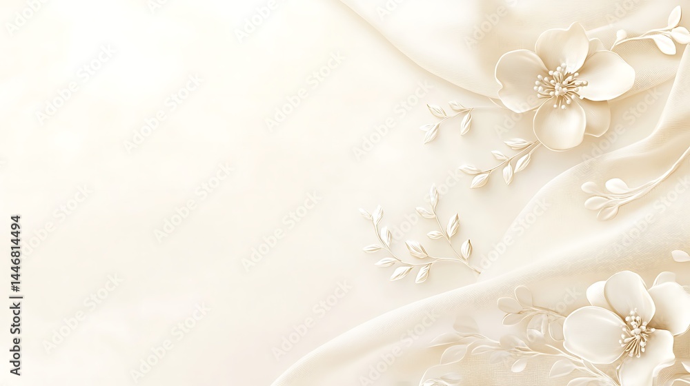Elegant Cream Fabric with Flowers (1) Elegant Cream Fabric with Flowers (1)