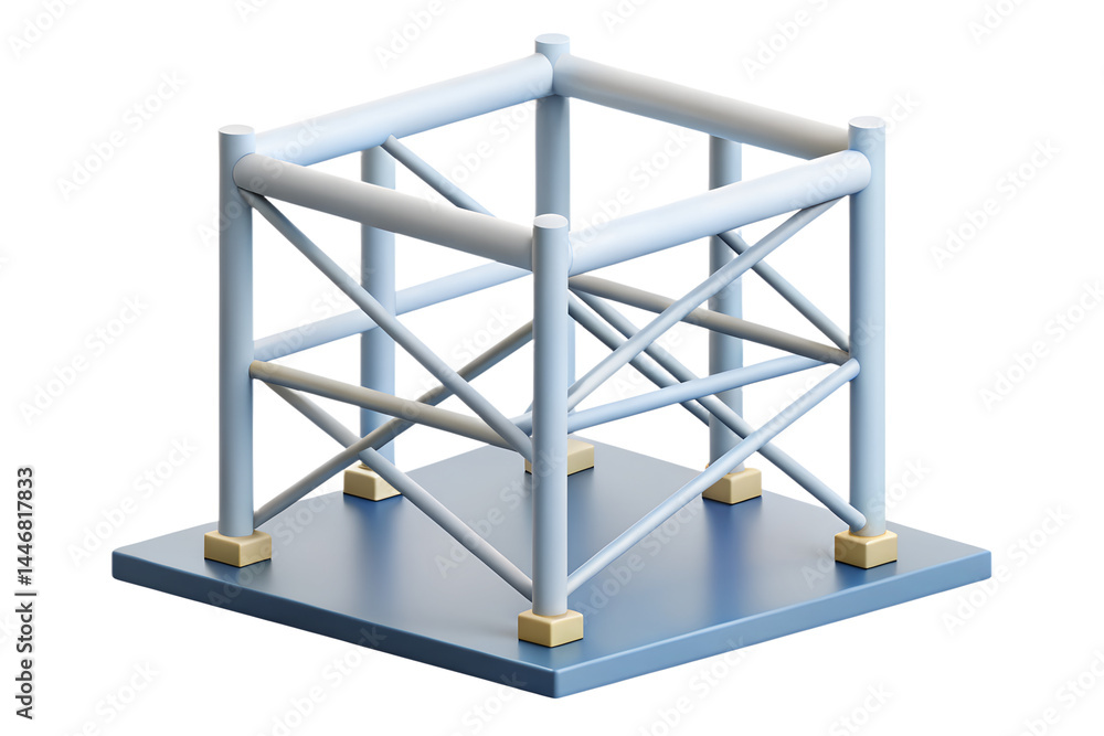 White metal construction structure with platform high quality 3d rendering icon on background White metal construction structure with platform high quality 3d rendering icon on background