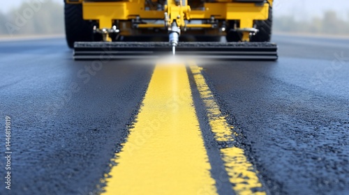 Precision Road Marking: Asphalt Line Painting Machine in Action