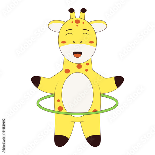 Cute Giraffe Character. Flat Cartoon Vector Illustration.