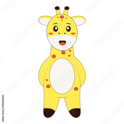 Cute Giraffe Character. Flat Cartoon Vector Illustration.