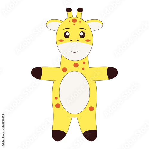 Cute Giraffe Character. Flat Cartoon Vector Illustration.
