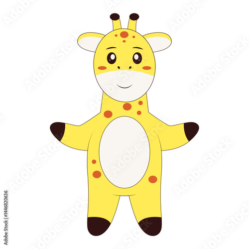 Cute Giraffe Character. Flat Cartoon Vector Illustration.