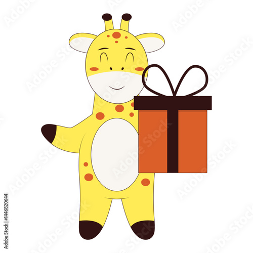 Cute Giraffe Character. Flat Cartoon Vector Illustration.