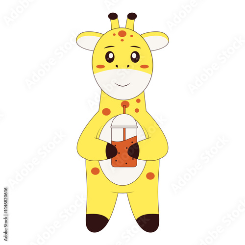 Cute Giraffe Character. Flat Cartoon Vector Illustration.