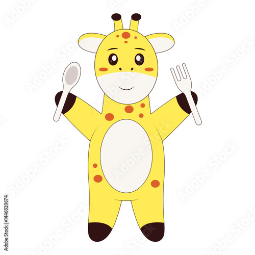 Cute Giraffe Character. Flat Cartoon Vector Illustration.