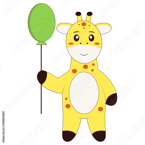 Cute Giraffe Character. Flat Cartoon Vector Illustration.